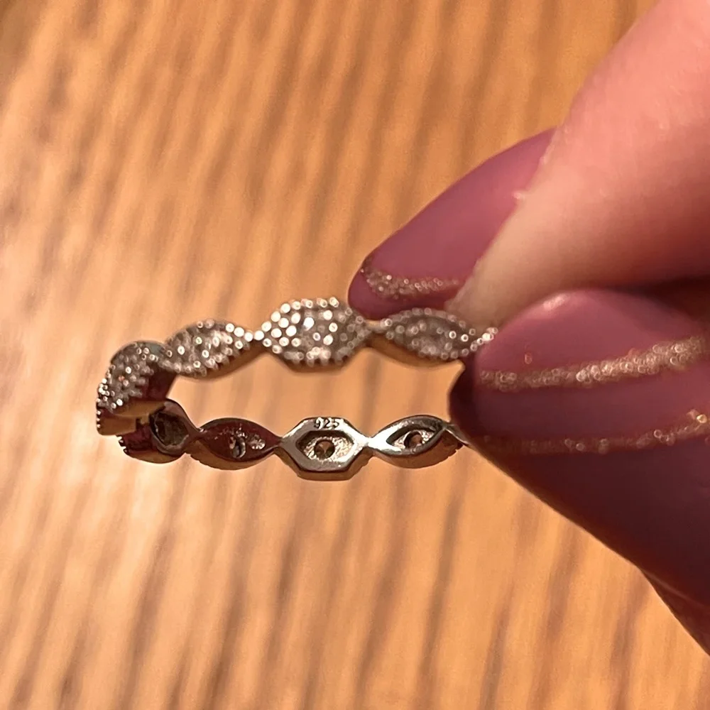 Sterling silver stackable eternity band with CZs size 7.5 - Picture 6 of 9